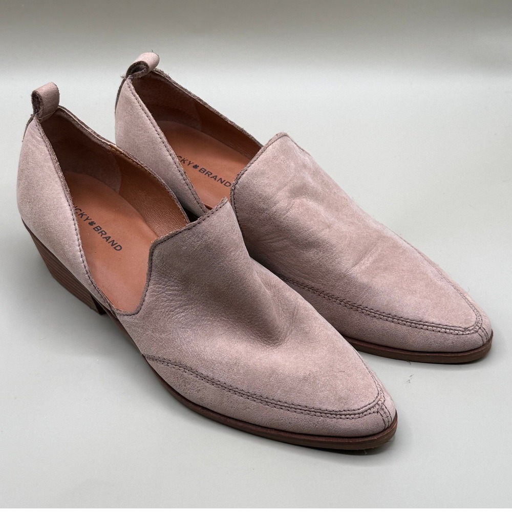 Lucky Brand Mahzan Suede Pointed Toe‎ Wedge Booties Women's Size 9
